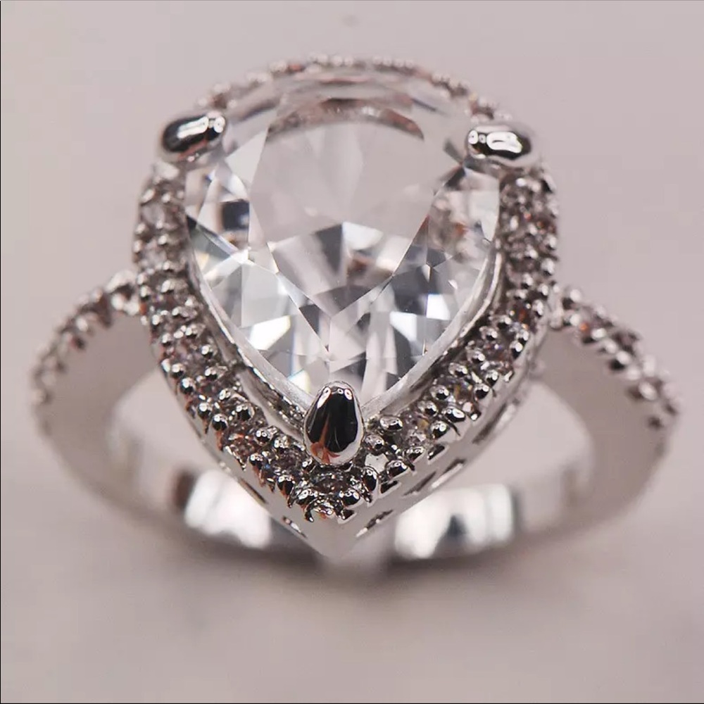 NEW WHITE TOPAZ CRYSTAL 925 STERLING SILVE… - Picture 2 of 3